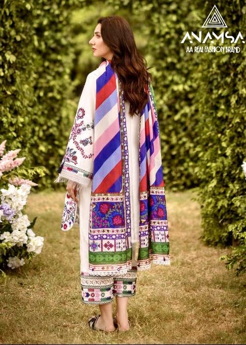 Anamsa 497 Rayon Cotton Embroidered Pakistani Suit Wholesale Price In Surat